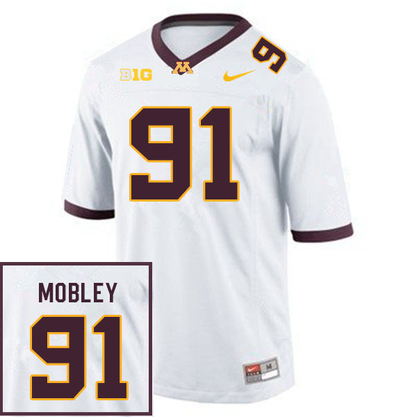 Men #91 Will Mobley Minnesota Golden Gophers College Football Jerseys Sale-White